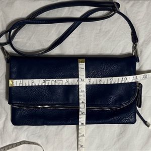 Blue vegan leather crossbody